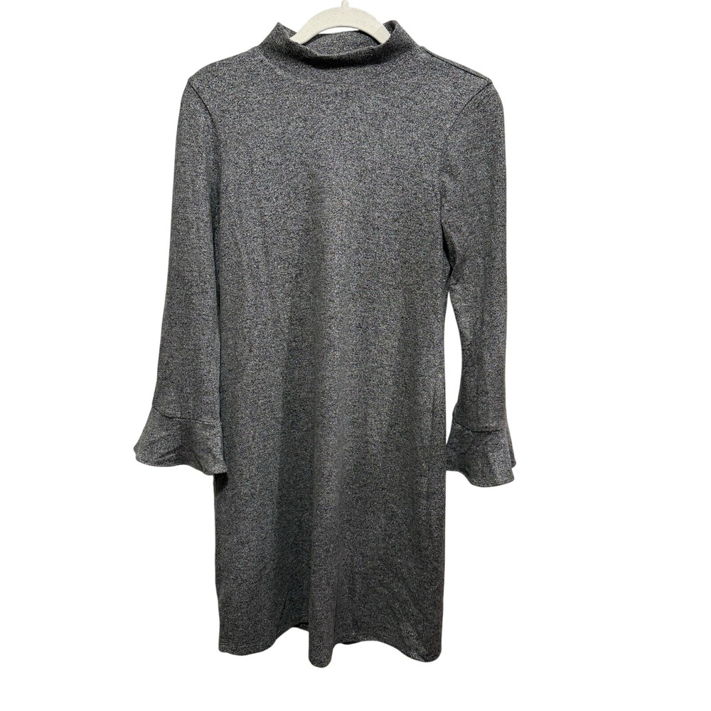 White House Black Market Silver Gray Long Sleeve Cozy Sweater Dress Women's XS‎
